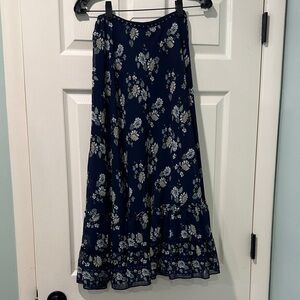 Max Studio Floral Maxi Skirt in Dark Blue